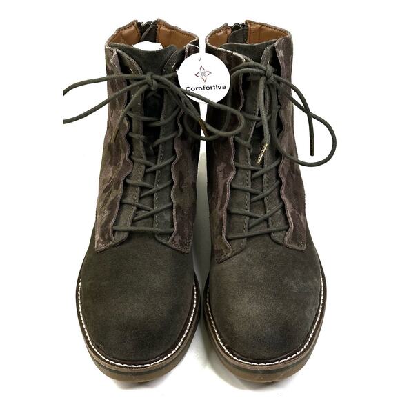 Comfortiva Renny Army Green Camo Suede Boots Womens Size 7M Back Zip New $146 - Picture 2 of 11